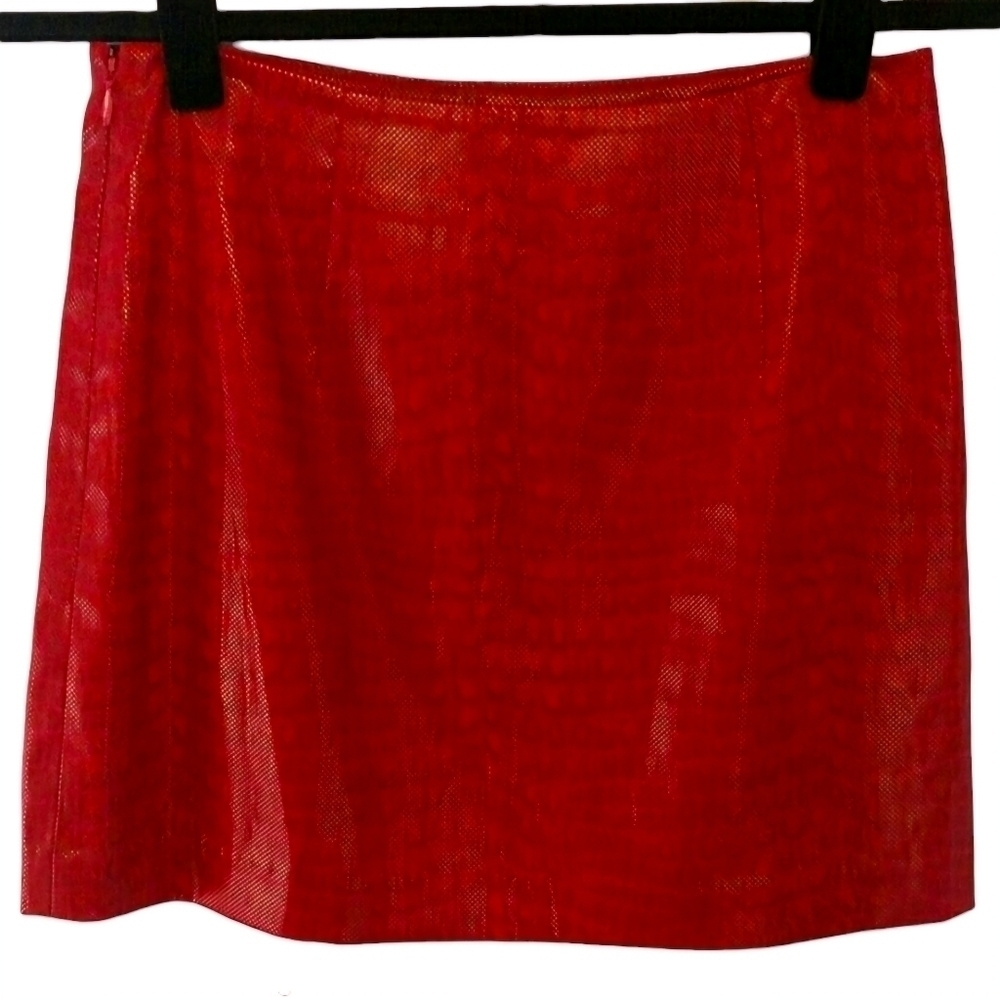 Express Red Faux‎ Snake Skin Mini Skirt Stretch